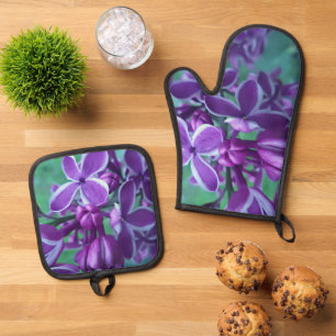 Lilac variety of colours oven mitt & pot holder set