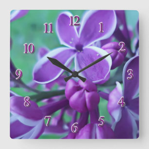 Lilac variety of colours  square wall clock