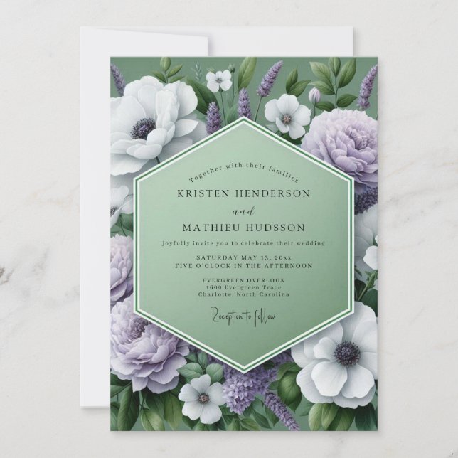 Lilac Verdant Bloom Wedding Invitation (Front)