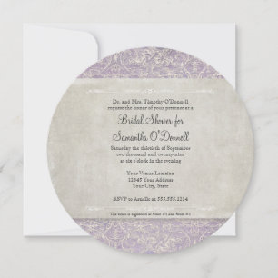 Lilac Vintage French Regency Lace Etched Wedding Invitation