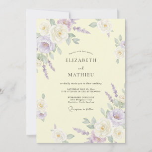 Lilac Warm Cream Foliage Eucalyptus Wedding Invitation