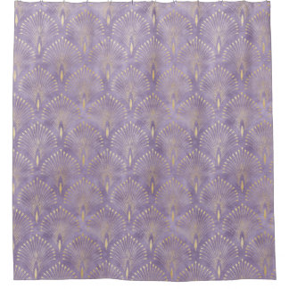 Lilac watercolor art deco shower curtain