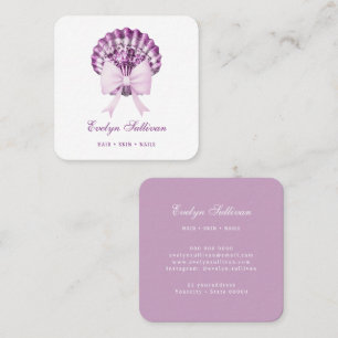 Lilac watercolor bow seashell logo business card