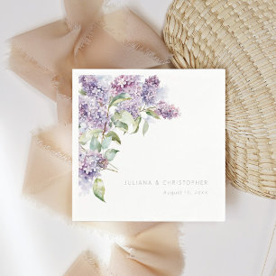 Lilac Watercolor Floral Botanical Wedding Paper Napkin
