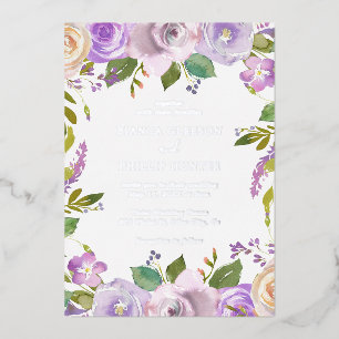 Lilac Watercolor Floral Elegant Wedding