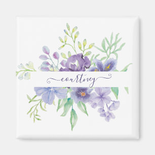 Lilac watercolor floral personalised  magnet