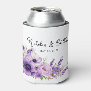 Lilac Watercolor Floral Wedding Bridal Shower Can Can Cooler