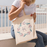Lilac Watercolor Floral Wreath Monogrammed Tote Bag<br><div class="desc">Lilac Watercolor Floral Wreath Monogrammed design.</div>