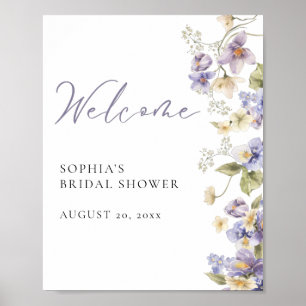 Lilac Watercolor Floral Wreath Welcome Poster