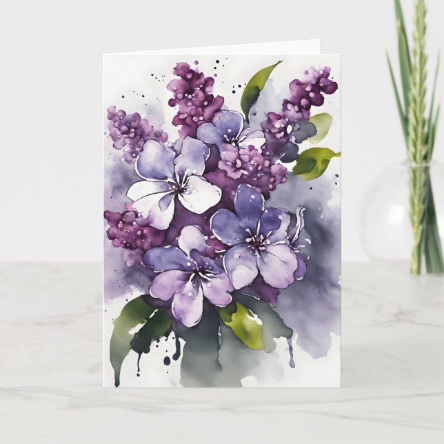 Lilac - Watercolor flowers Card (Front)