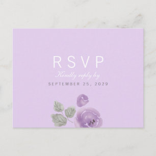 Lilac Watercolor Roses Response RSVP Postcard
