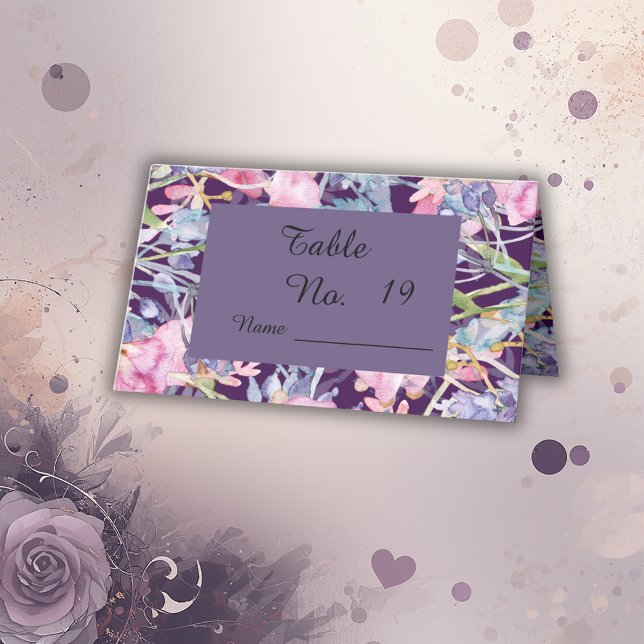 lilac watercolor wildflower greenery foliage place card (Creator Uploaded)
