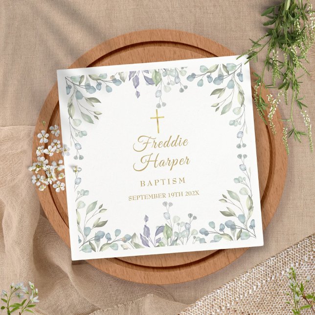 Lilac Watercolour Floral Baptism Christening Napkin (Creator Uploaded)