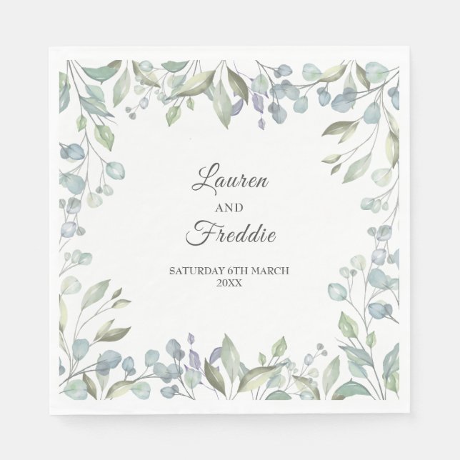 Lilac Watercolour Floral Wedding Napkin (Front)