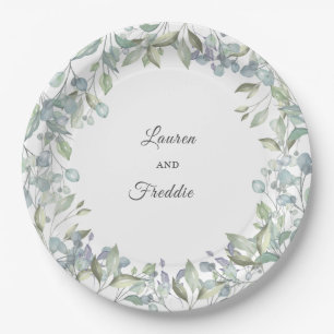 Lilac Watercolour Floral Wedding Paper Plate
