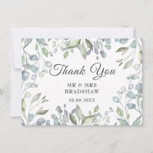 Lilac Watercolour Floral Wedding Thank You Card