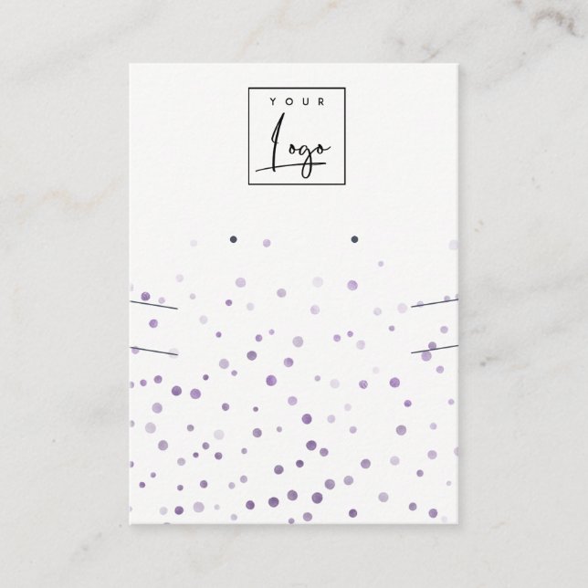 Lilac Waterolor Confetti Logo Earring Necklace Business Card (Front)
