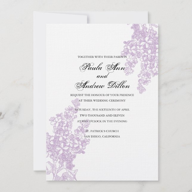 Lilac Wedding Invitation (Front)
