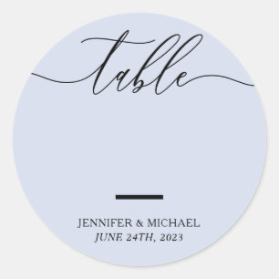 Lilac Wedding Seating Script Table Number Classic Round Sticker