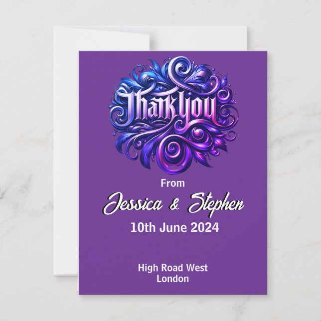 Lilac Wedding Thank you Card  (Front)