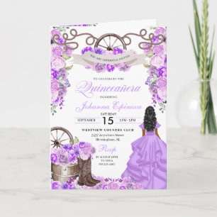 Lilac Western Charro Bi-Fold Quinceanera Invitation