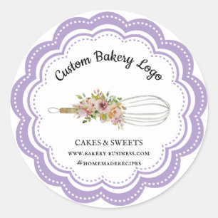 Lilac Whisk Flower Boutique Bakery Classic Round Sticker