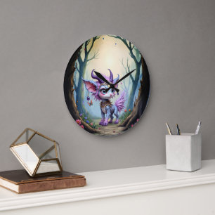 Lilac Whisper – Enchanted Forest Guardian.  Large Clock