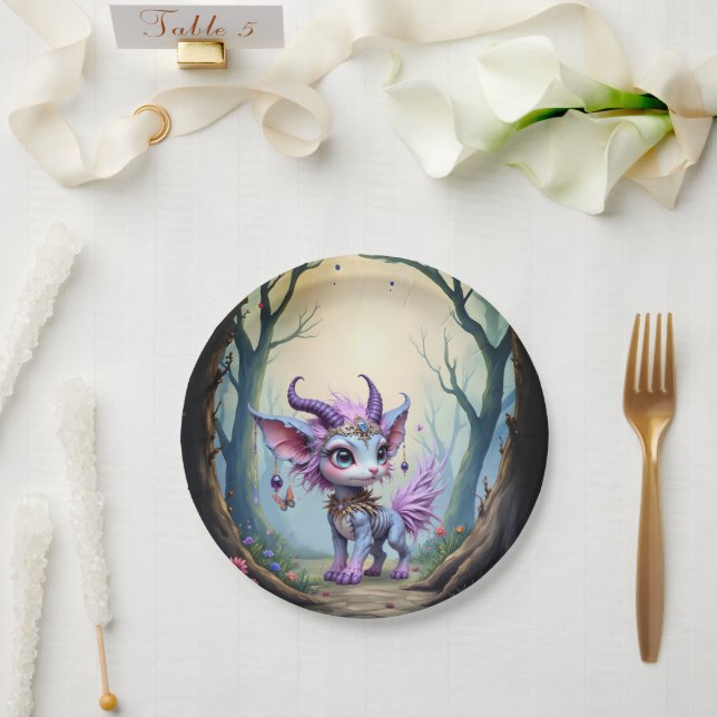Lilac Whisper – Enchanted Forest Guardian.  Paper Plate (Wedding)
