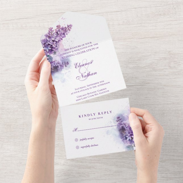 Lilac Whisper Spring Summer Wedding  All In One Invitation (Tearaway)
