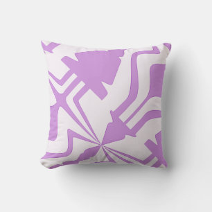 Lilac White Diagonal Abstract Sound Wave Pattern Cushion