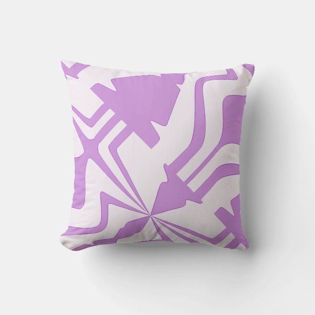 Lilac White Diagonal Abstract Sound Wave Pattern Cushion (Front)