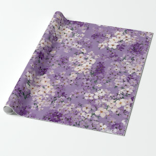 Lilac White Ditsy Flower Pastel Boho 70s Vintage Wrapping Paper