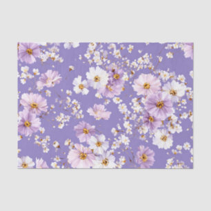 Lilac White Ditsy Pastel Boho 70s Vintage Floral Tissue Paper