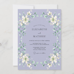 Lilac White Petal Wedding Invitation