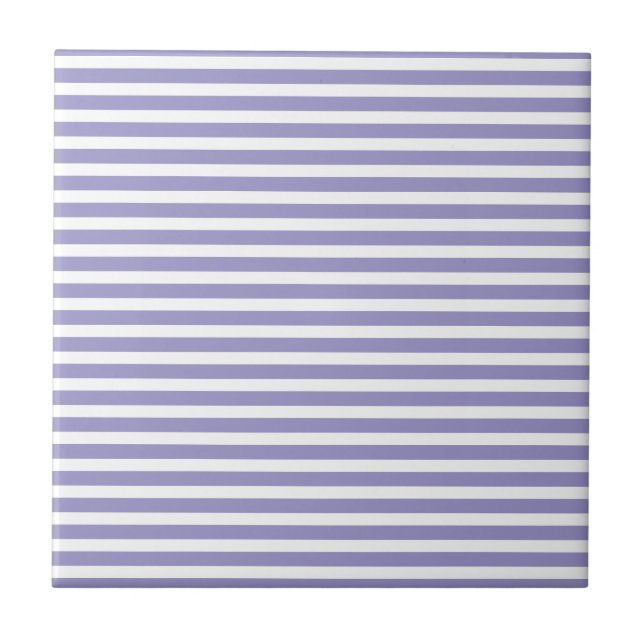 lilac White Strips Simple Stylish Modern Minimal Tile (Front)