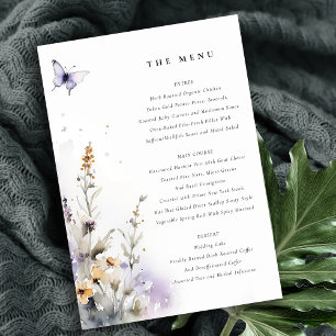 Lilac Wildflower Butterfly Garden Menu Card