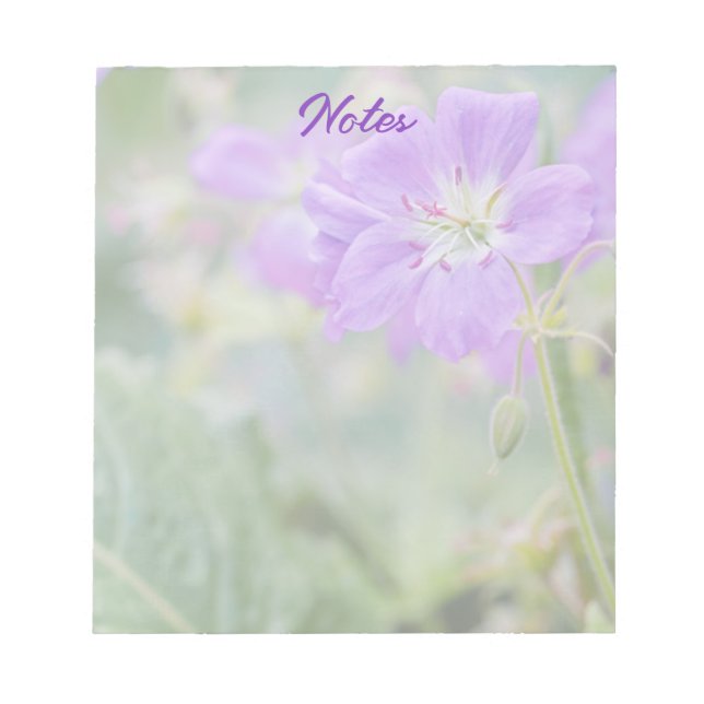 Lilac Wildflower Photo Geranium Botanical Flower Notepad (Front)