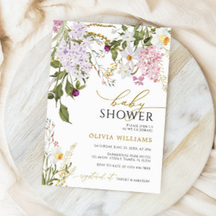 Lilac Wildflowers Baby Shower Invitation