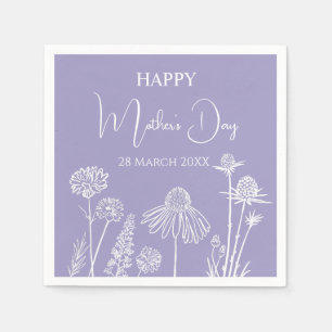 Lilac Wildflowers Sketched Happy Mother’s Day Napkin