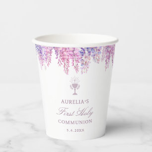 Lilac Wisteria First Communion Paper Cups