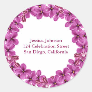 Lilac Wreath Address Label Stickers