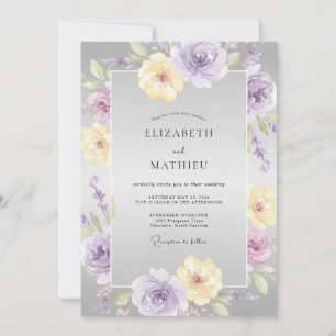 Lilac Yellow Petal Wedding Invitation