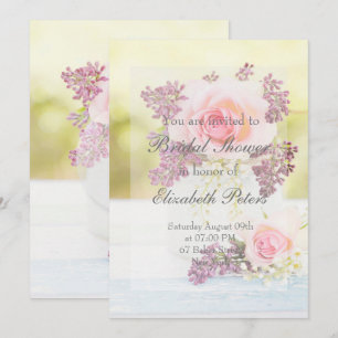 Lilacs and Roses Vintage Wedding Bridal Shower Invitation