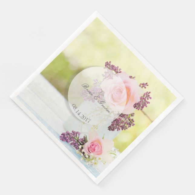 Lilacs and Roses Vintage Wedding Napkin (Corner)
