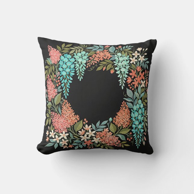 Lilacs Coral Reef Floral Pillow (Front)