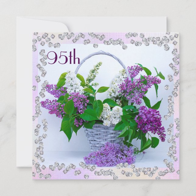 Lilacs & Diamonds 95th Birthday Invitation (Front)