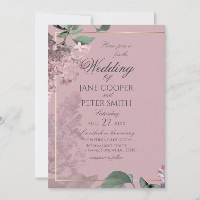 Lilacs floral Wedding Invitation (Front)