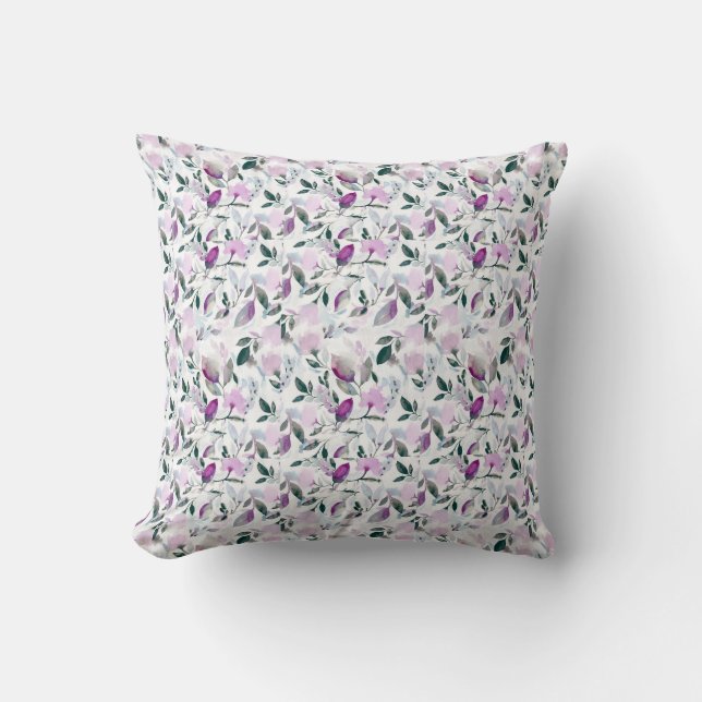 Lilacs & greenery throw pillow (Front)