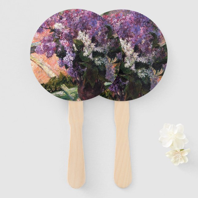 Lilacs in a Window by Mary Cassatt Hand Fan (Front and Back)