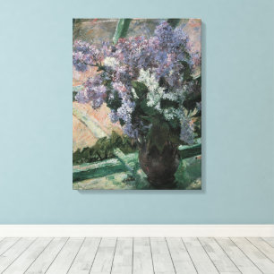 Lilacs in a Window by Mary Cassatt, Vintage Art Canvas Print